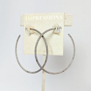 Impressions Silver Glitter Large Hoop Earrings